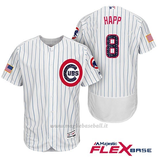 Maglia Baseball Uomo Chicago Cubs 2017 Estrellas y Rayas Cubs 8 Ian Happ Bianco Flex Base
